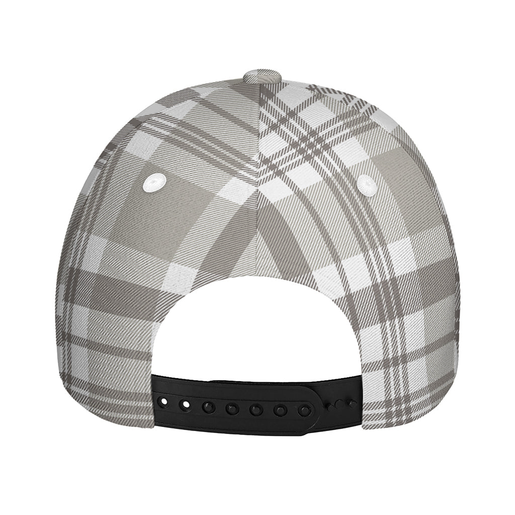 Grey And White Border Tartan Print Baseball Cap