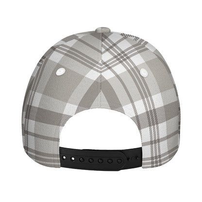 Grey And White Border Tartan Print Baseball Cap