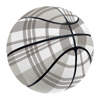 Grey And White Border Tartan Print Basketball