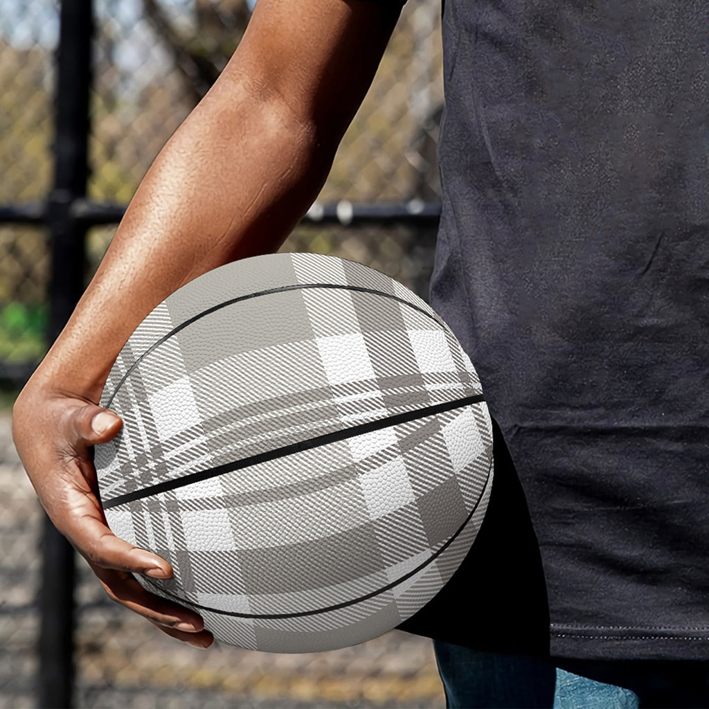 Grey And White Border Tartan Print Basketball