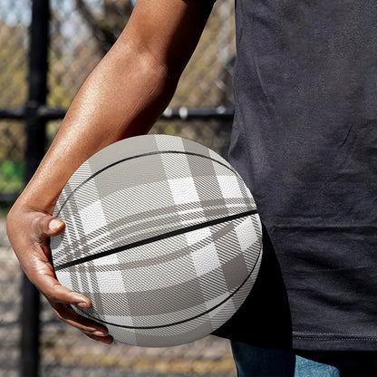 Grey And White Border Tartan Print Basketball