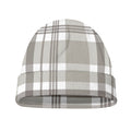 Grey And White Border Tartan Print Beanie
