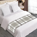 Grey And White Border Tartan Print Bed Runner