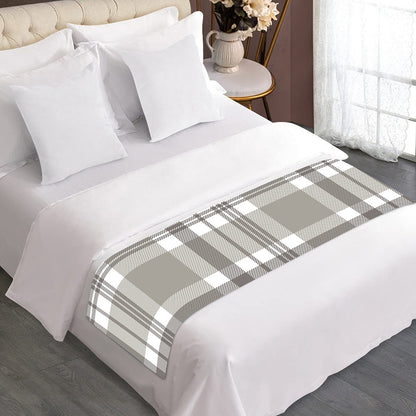 Grey And White Border Tartan Print Bed Runner