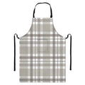 Grey And White Border Tartan Print Bib Apron With Pocket