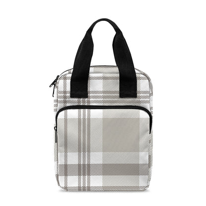 Grey And White Border Tartan Print Bible Tote Bag