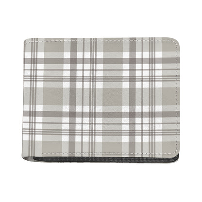 Grey And White Border Tartan Print Bifold Wallet