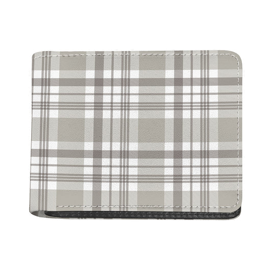 Grey And White Border Tartan Print Bifold Wallet