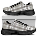 Grey And White Border Tartan Print Black Chunky Shoes