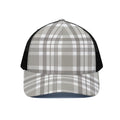 Grey And White Border Tartan Print Black Mesh Trucker Hat