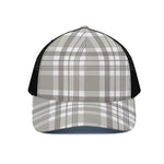 Grey And White Border Tartan Print Black Mesh Trucker Cap