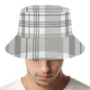 Grey And White Border Tartan Print Bucket Hat