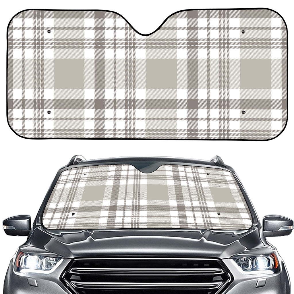 Grey And White Border Tartan Print Car Windshield Sun Shade