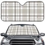 Grey And White Border Tartan Print Car Windshield Sun Shade