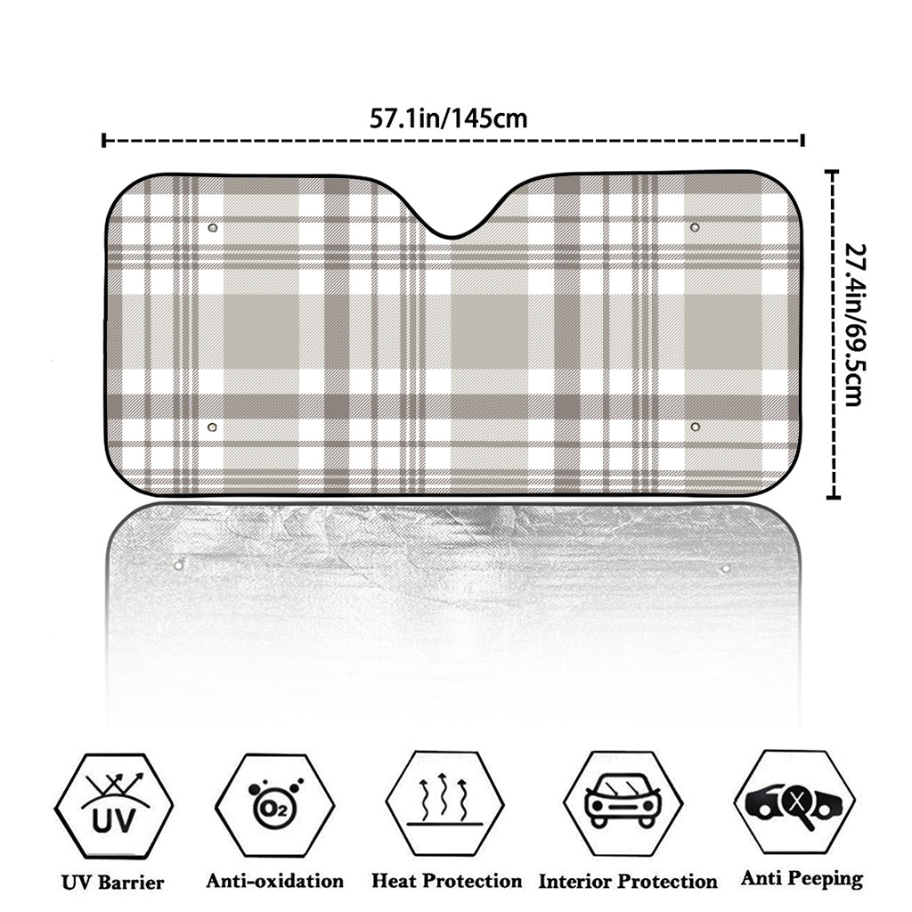 Grey And White Border Tartan Print Car Windshield Sun Shade