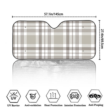 Grey And White Border Tartan Print Car Windshield Sun Shade