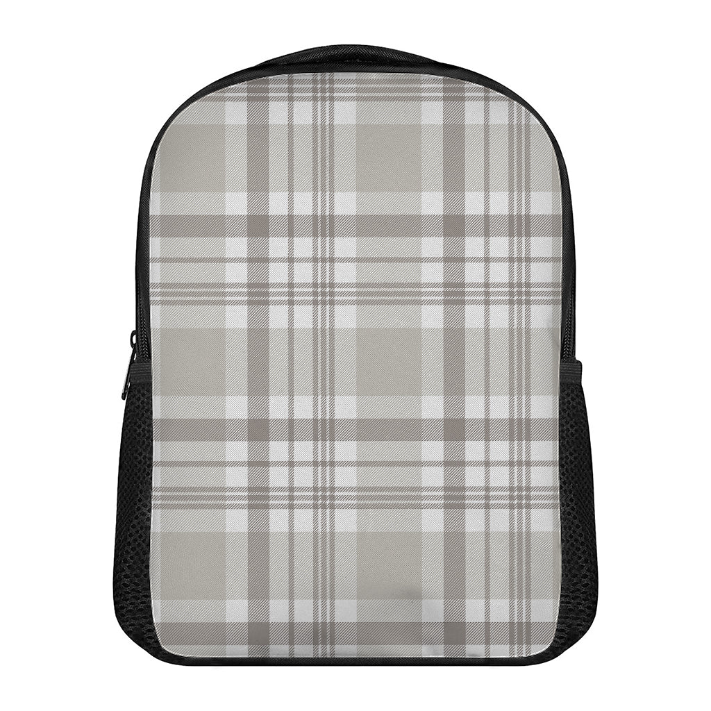 Grey And White Border Tartan Print Casual Backpack