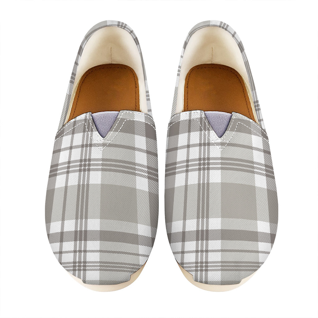 Grey And White Border Tartan Print Casual Shoes