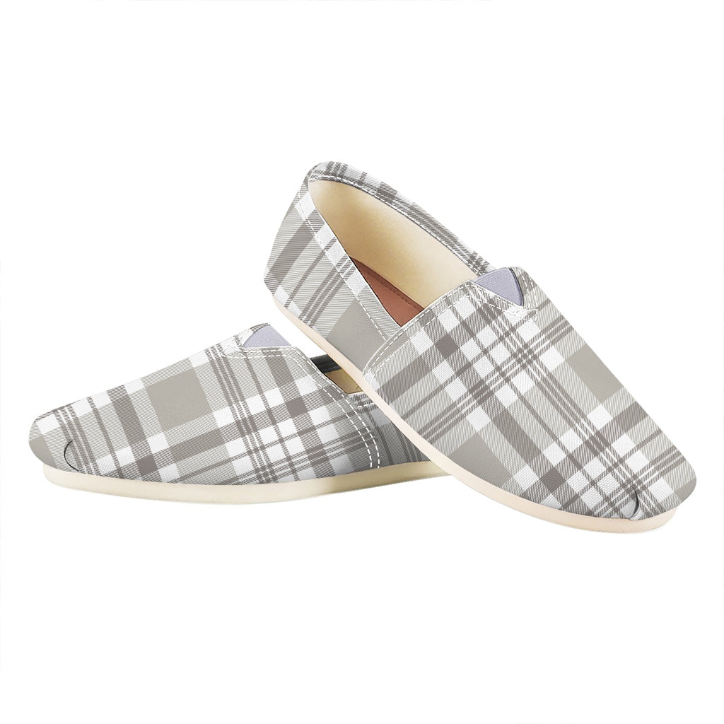 Grey And White Border Tartan Print Casual Shoes