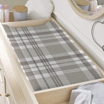 Grey And White Border Tartan Print Changing Pad Cover