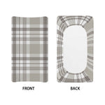 Grey And White Border Tartan Print Changing Pad Cover