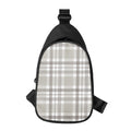 Grey And White Border Tartan Print Sling Bag