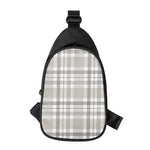 Grey And White Border Tartan Print Chest Bag