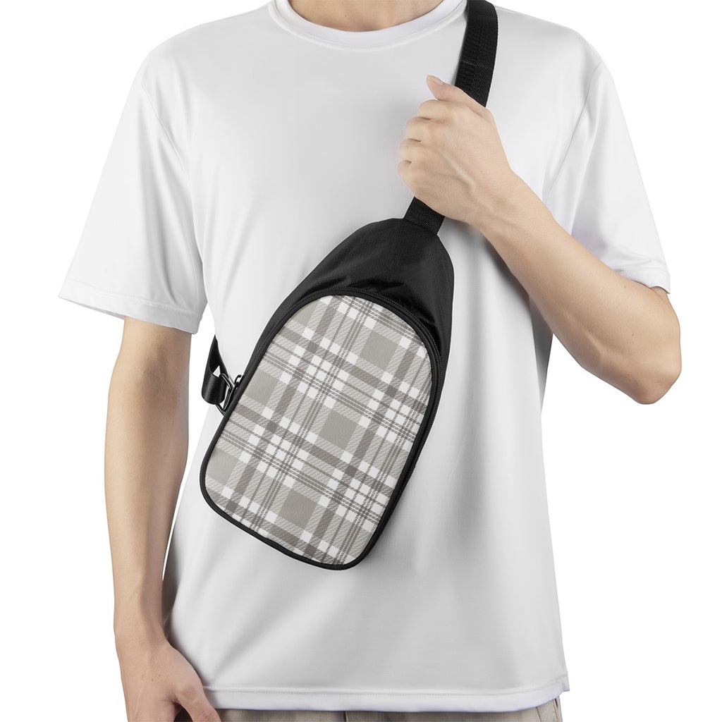 Grey And White Border Tartan Print Chest Bag