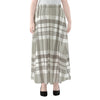 Grey And White Border Tartan Print Chiffon Maxi Skirt