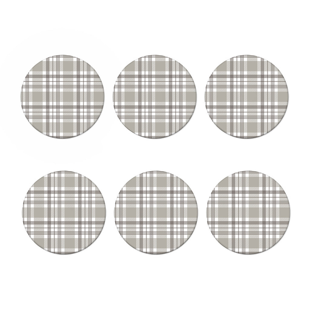 Grey And White Border Tartan Print Coaster Set