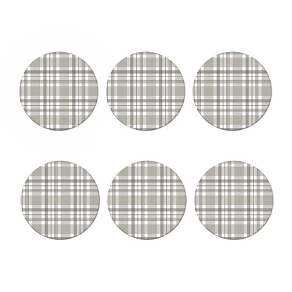 Grey And White Border Tartan Print Coaster Set