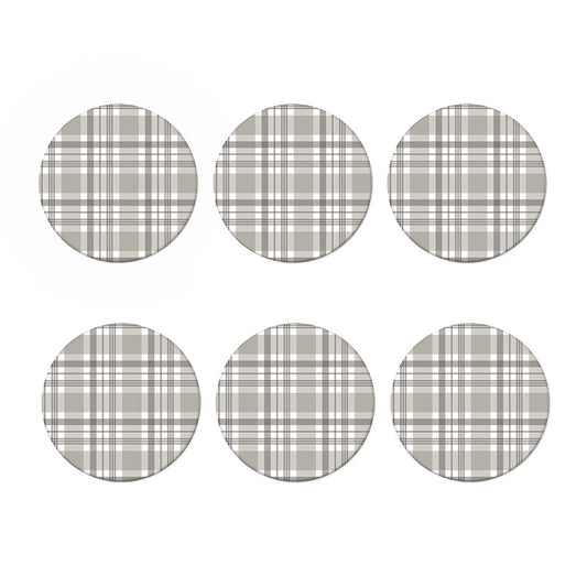 Grey And White Border Tartan Print Coaster Set