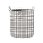 Grey And White Border Tartan Print Collapsible Laundry Basket