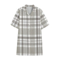 Grey And White Border Tartan Print Cotton Hawaiian Shirt