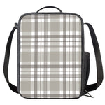 Grey And White Border Tartan Print Crossbody Lunch Bag