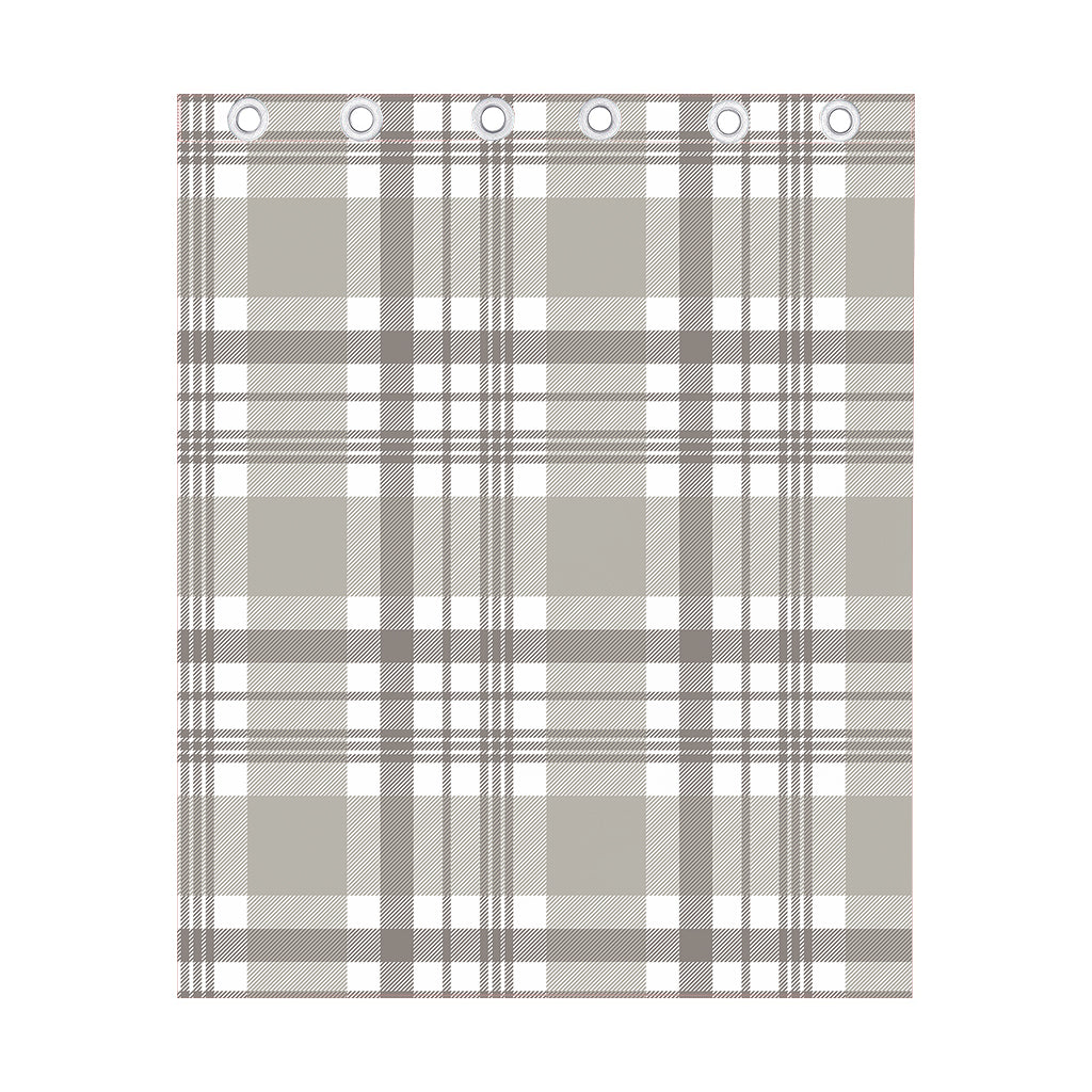 Grey And White Border Tartan Print Curtain