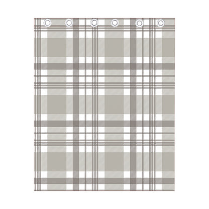 Grey And White Border Tartan Print Curtain