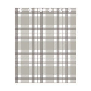 Grey And White Border Tartan Print Curtain