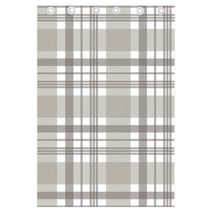 Grey And White Border Tartan Print Curtain