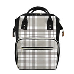 Grey And White Border Tartan Print Diaper Bag