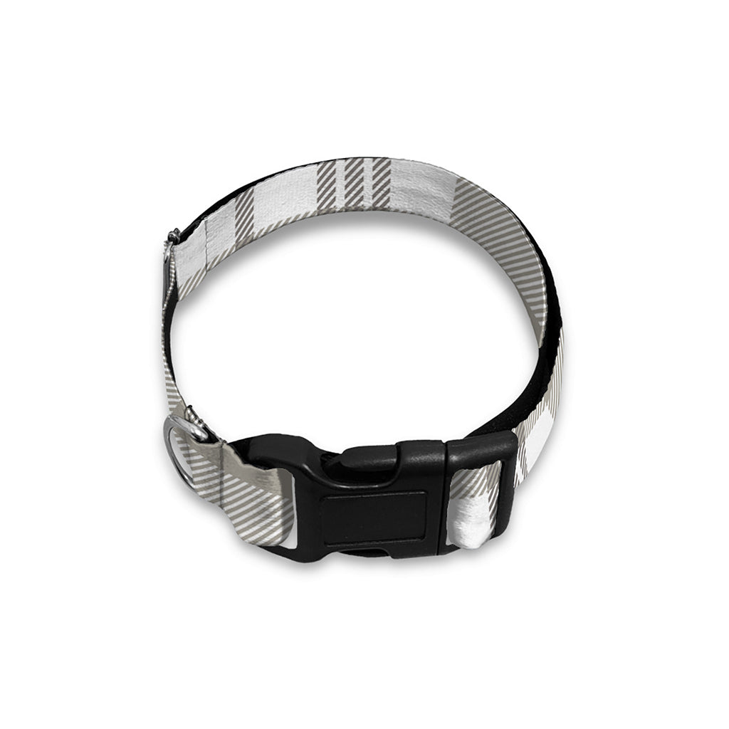 Grey And White Border Tartan Print Dog Collar