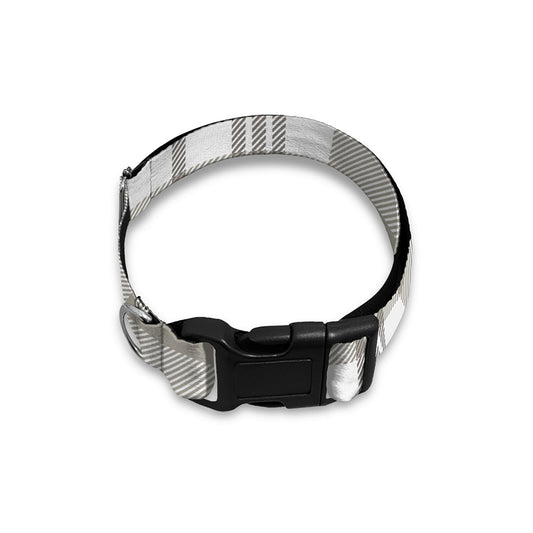 Grey And White Border Tartan Print Dog Collar