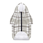 Grey And White Border Tartan Print Dog Zip Up Hoodie