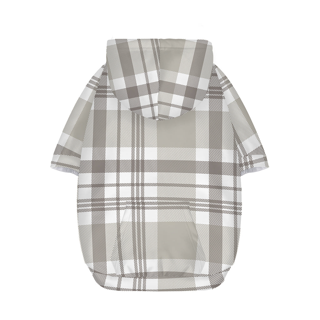 Grey And White Border Tartan Print Dog Zip Up Hoodie
