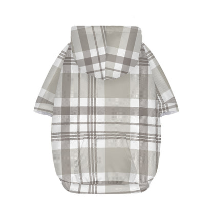 Grey And White Border Tartan Print Dog Zip Up Hoodie