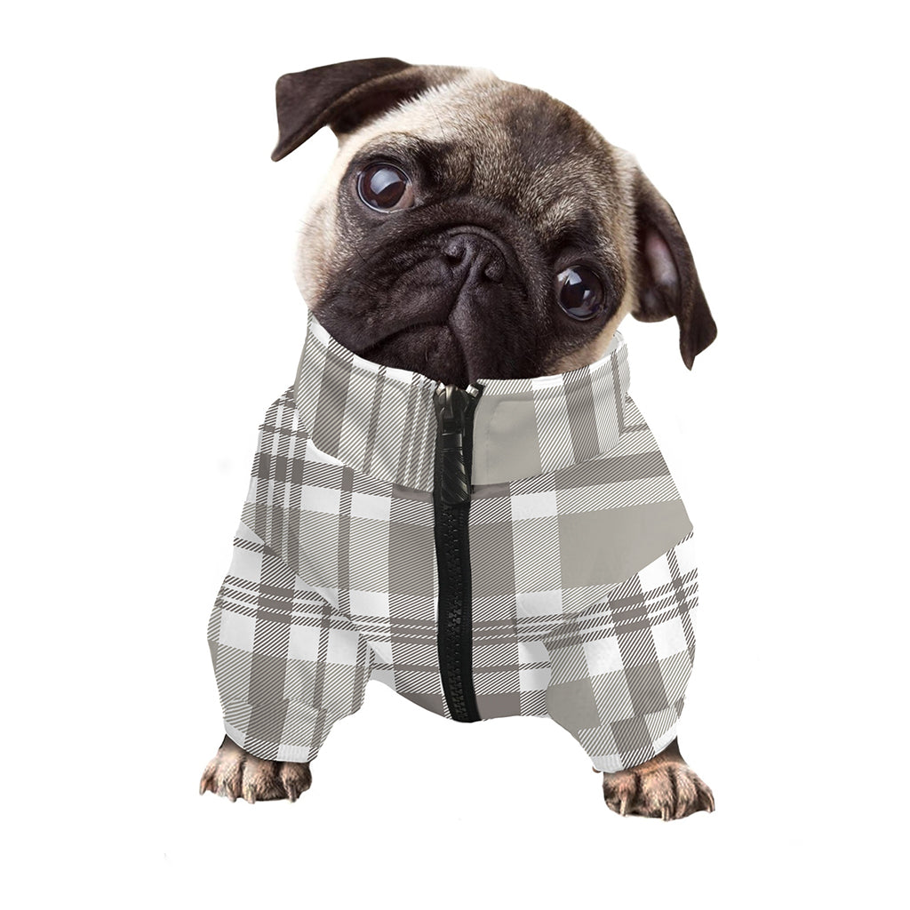 Grey And White Border Tartan Print Dog Zip Up Jacket