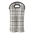 Grey And White Border Tartan Print Double Neoprene Wine Tote