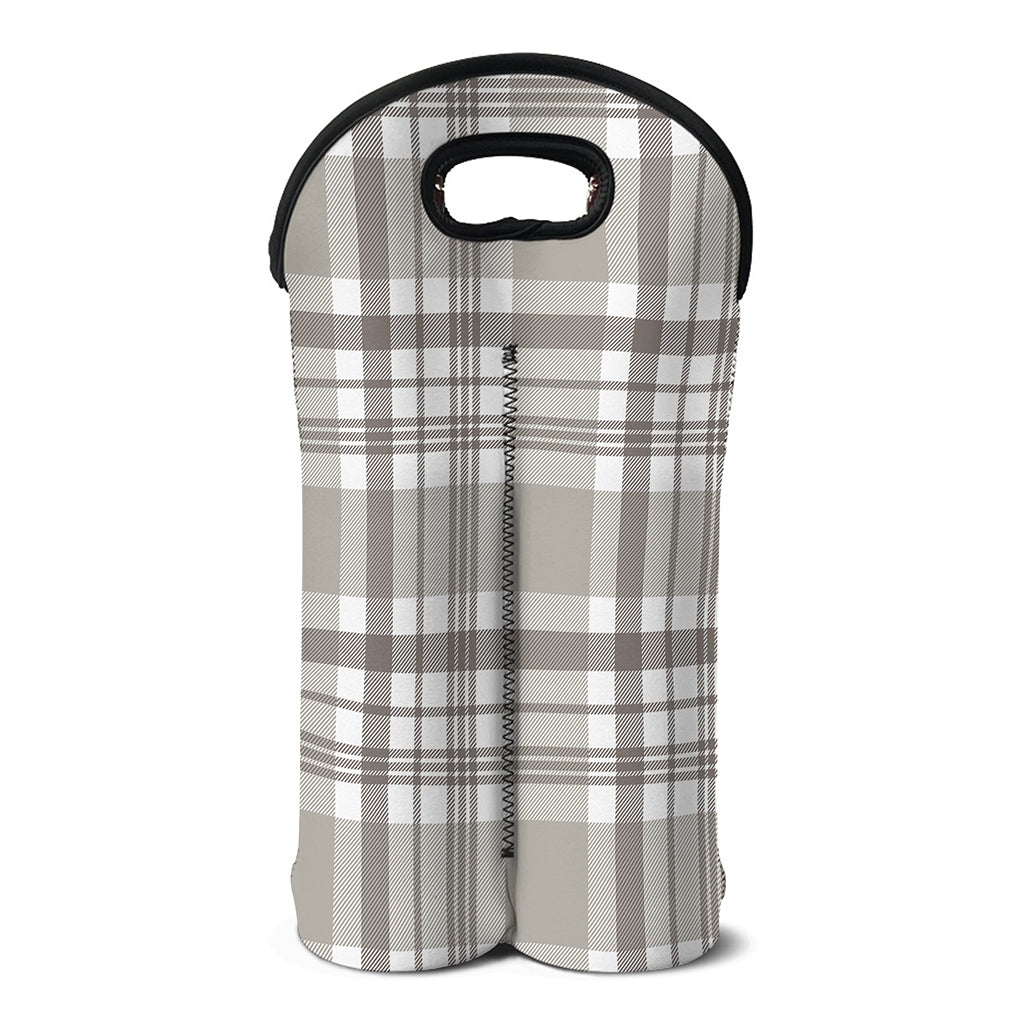 Grey And White Border Tartan Print Double Neoprene Wine Tote