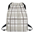 Grey And White Border Tartan Print Drawstring Backpack