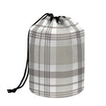 Grey And White Border Tartan Print Drawstring Makeup Bag